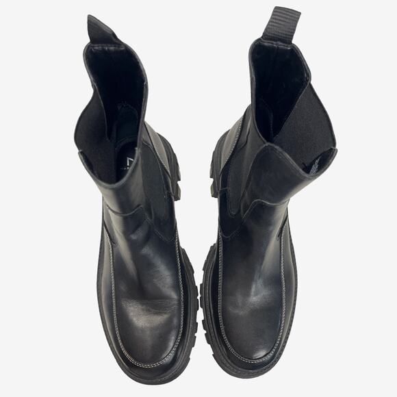 Marc Fisher LTD Morgan Black Leather Lug Sole Chelsea Boots 7.5 Chunky Platform - Picture 6 of 10